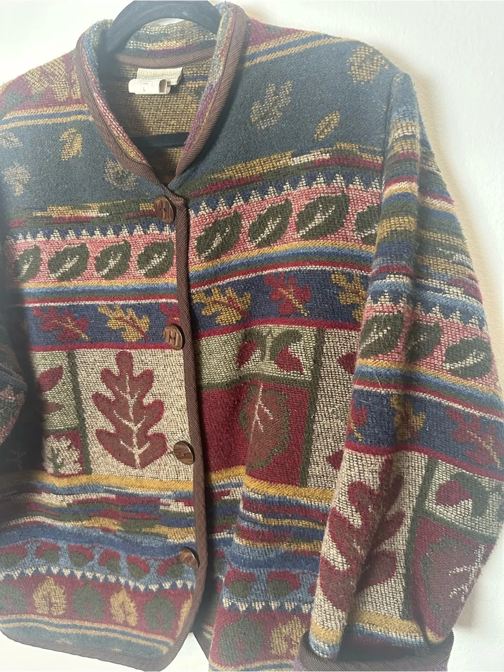 Coldwater Creek Vintage Tapestry Coat Fall Whimsical Print Wool Blend Large